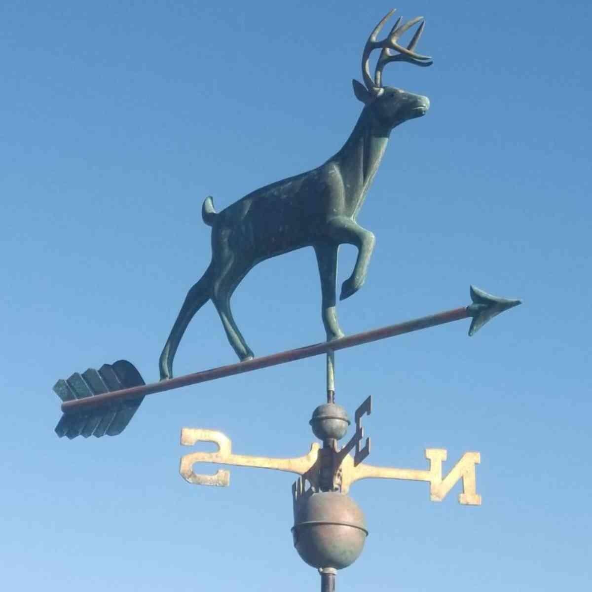 Large copper verdigris stag weathervane
