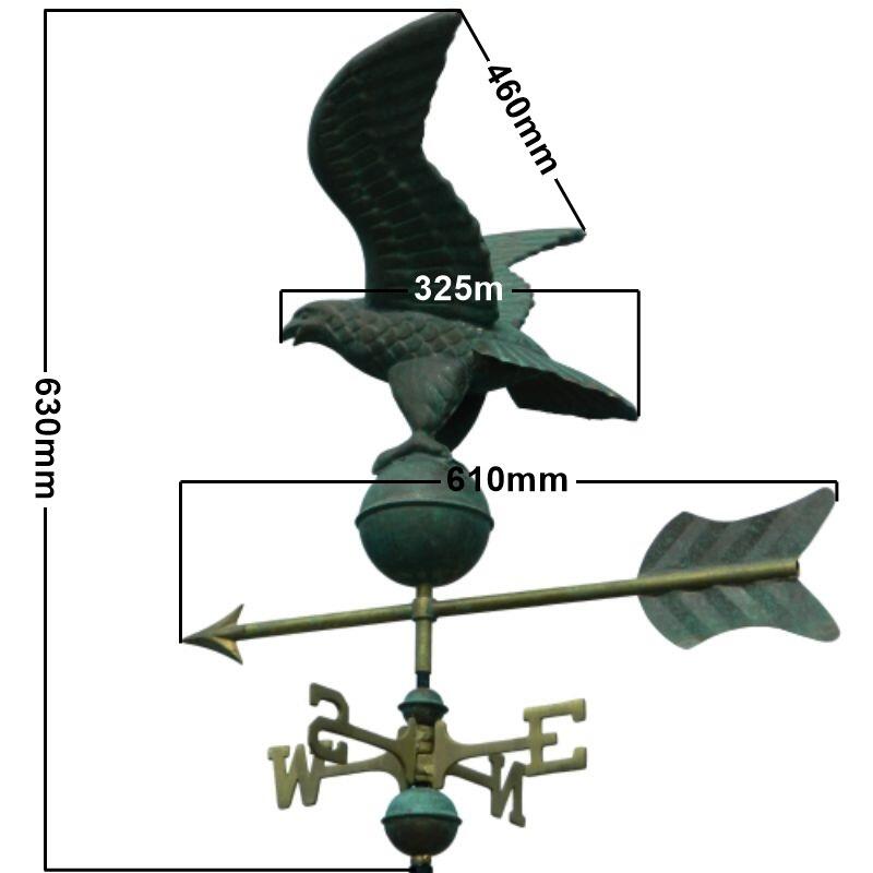 Medium genuine copper aged vintage eagle weathervane