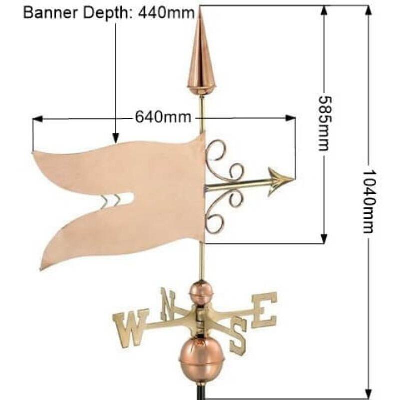 Large copper banner weathervane