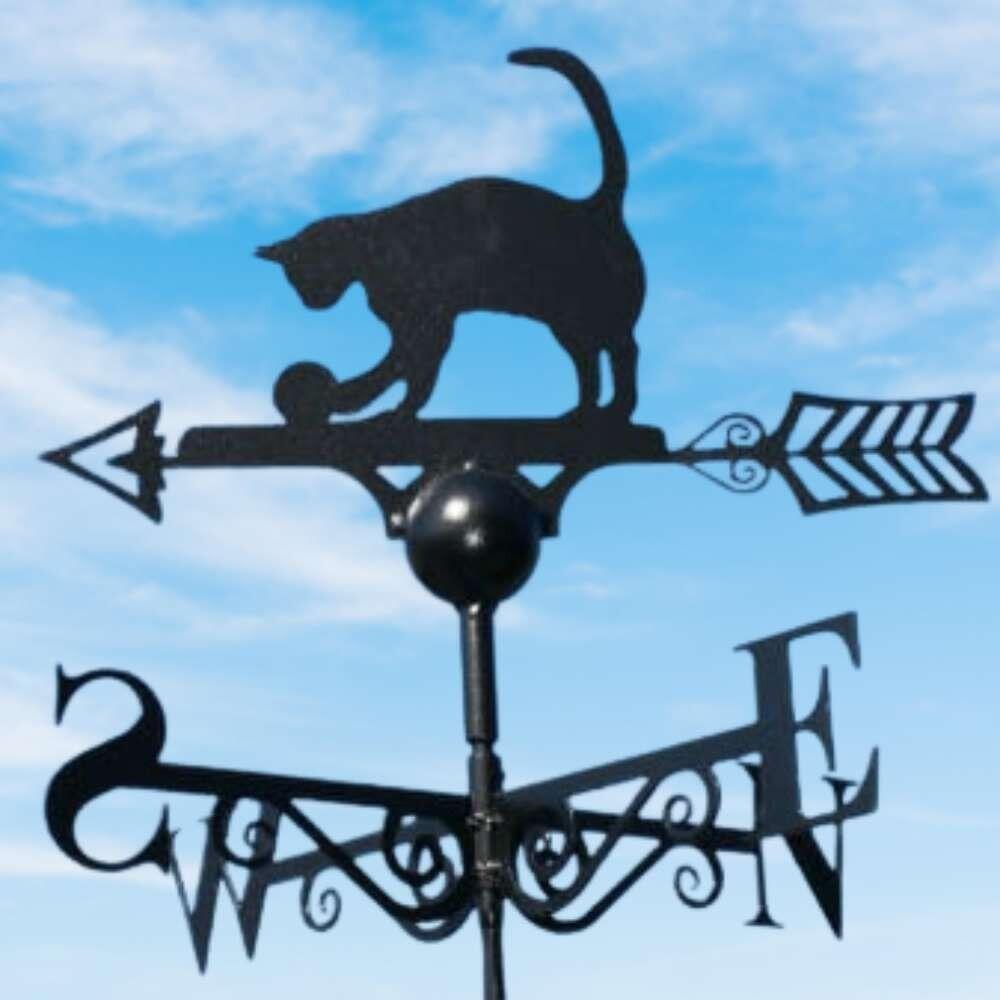 Cat weathervane fitted to a 45 degree ridge tile