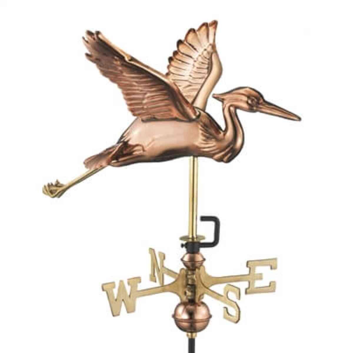 Medium copper blue heron weathervane