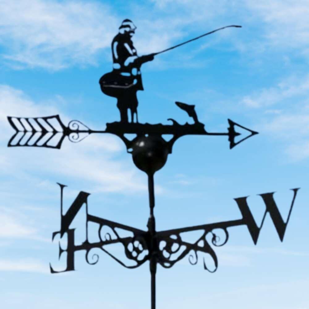 Angler weathervane on a ridge tile finial fitting with multiple angle options