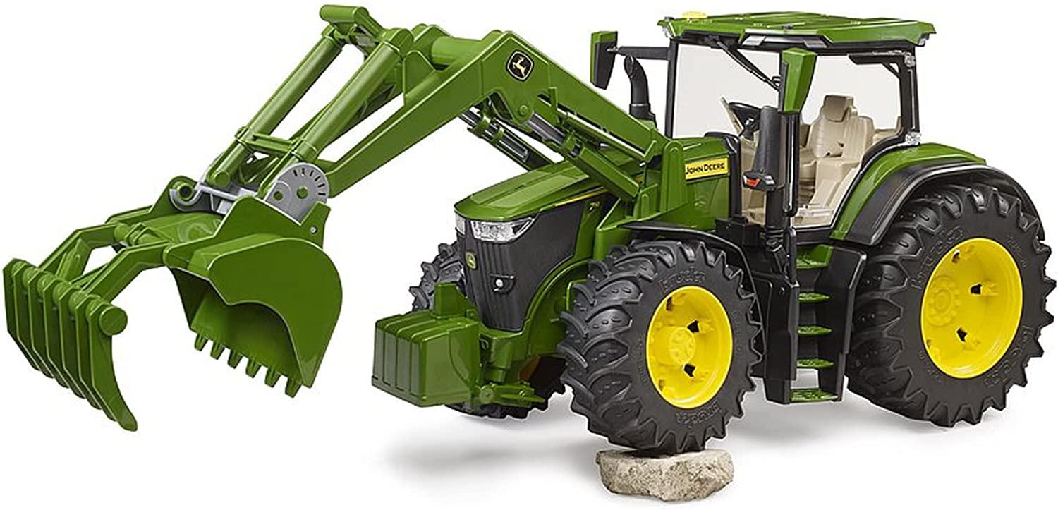 De John Deere 7R 350 met voorlader van Bruder