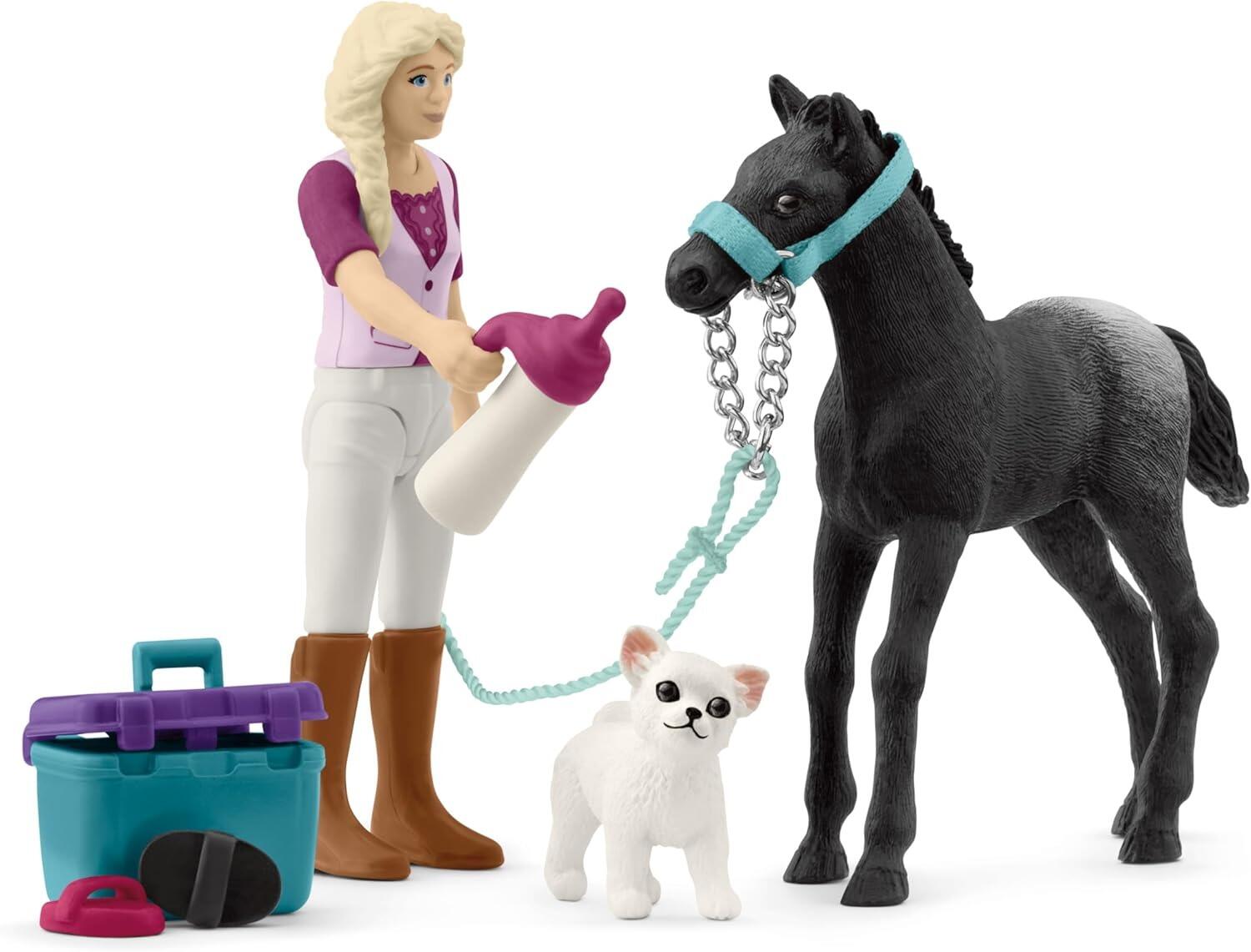 Horse Grooming Playset with Appaloosa Foal