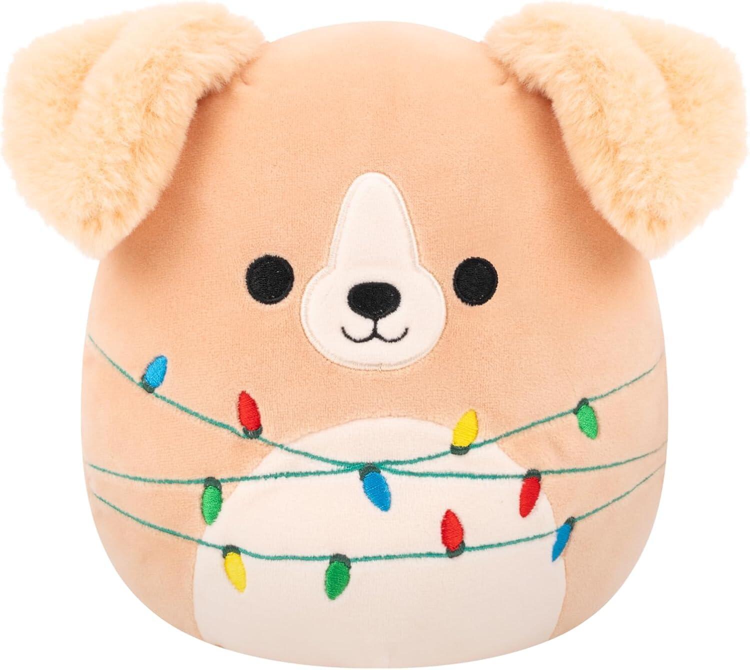 7.5" Christmas Squishmallow - Stevon the Golden Retriever with Fairy Lights