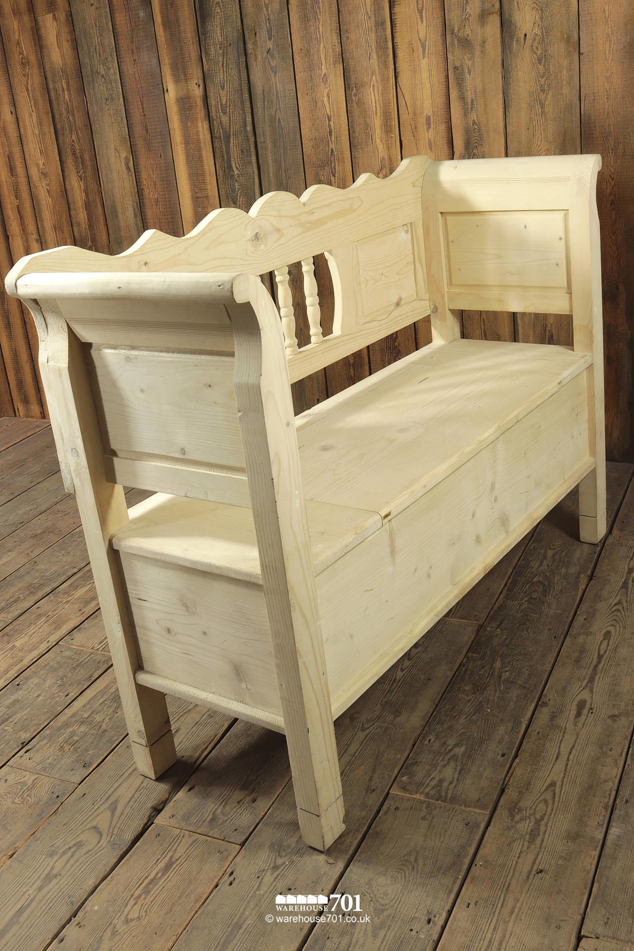 NEW unfinished Two Seat Pine Settle, Bench or Seat with Storage #1
