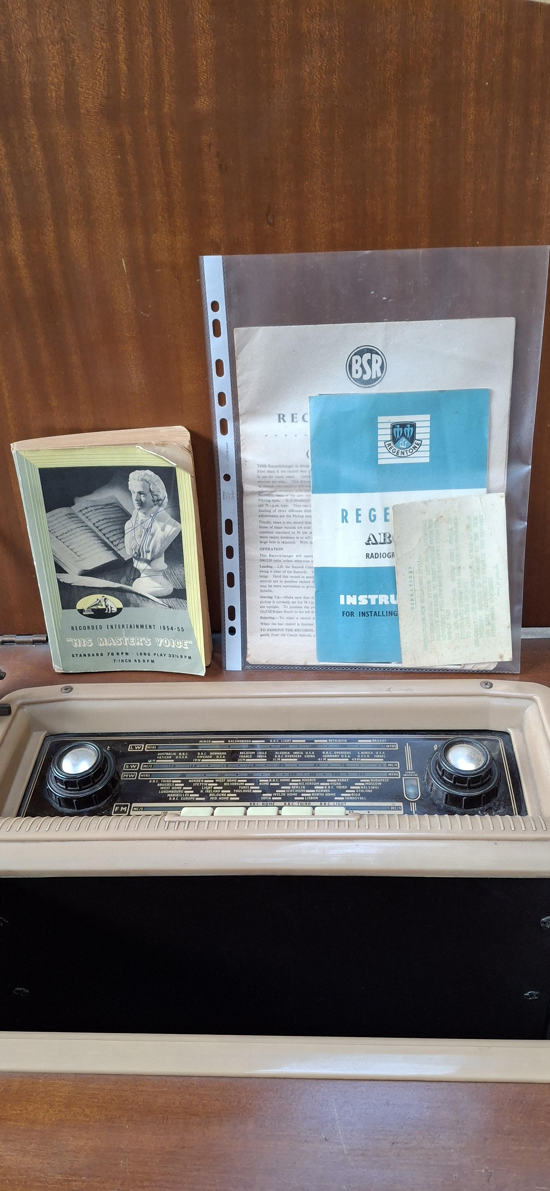 Rema Radiogram Vintage 1950s Radiogram in Wood Cabinet