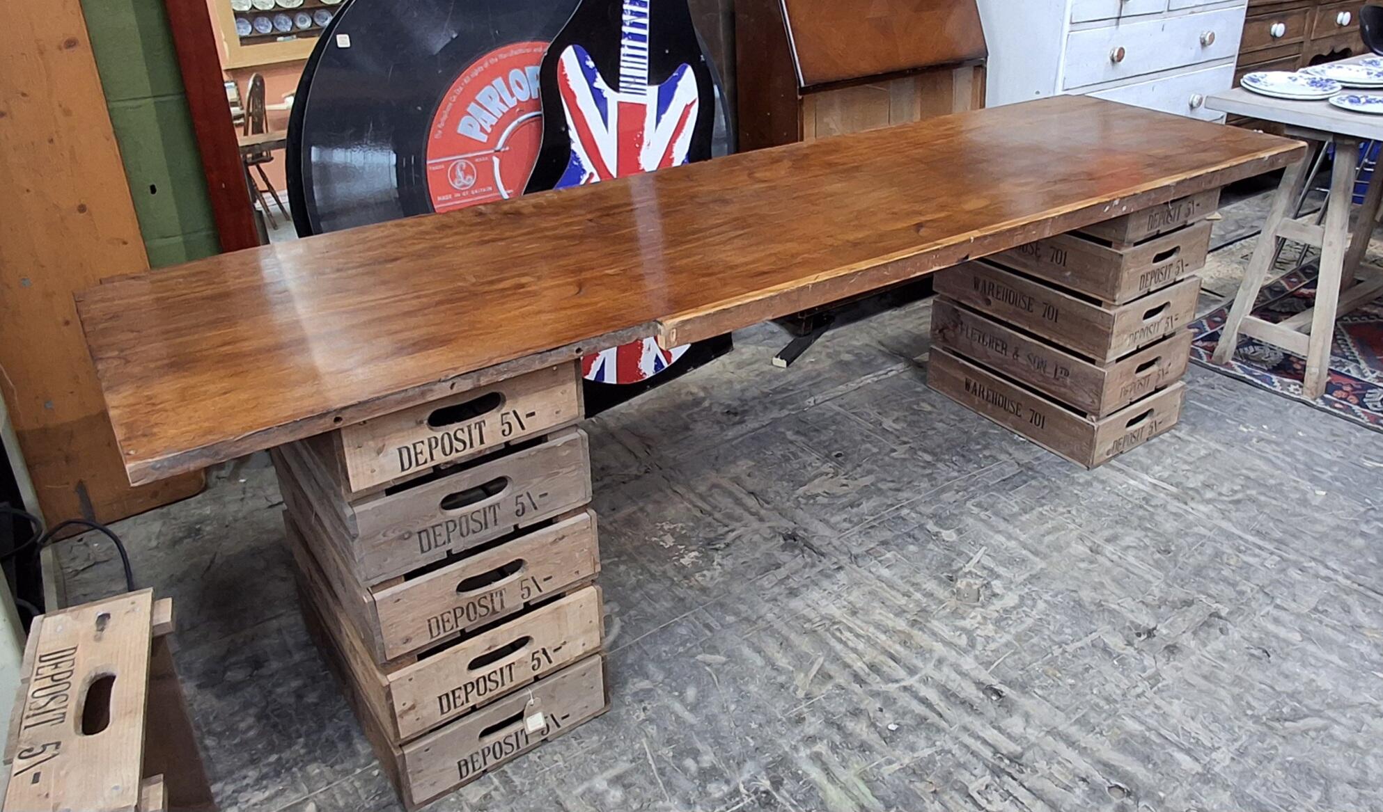 Reclaimed Hardwood School Lab Workbench Top 2.4m