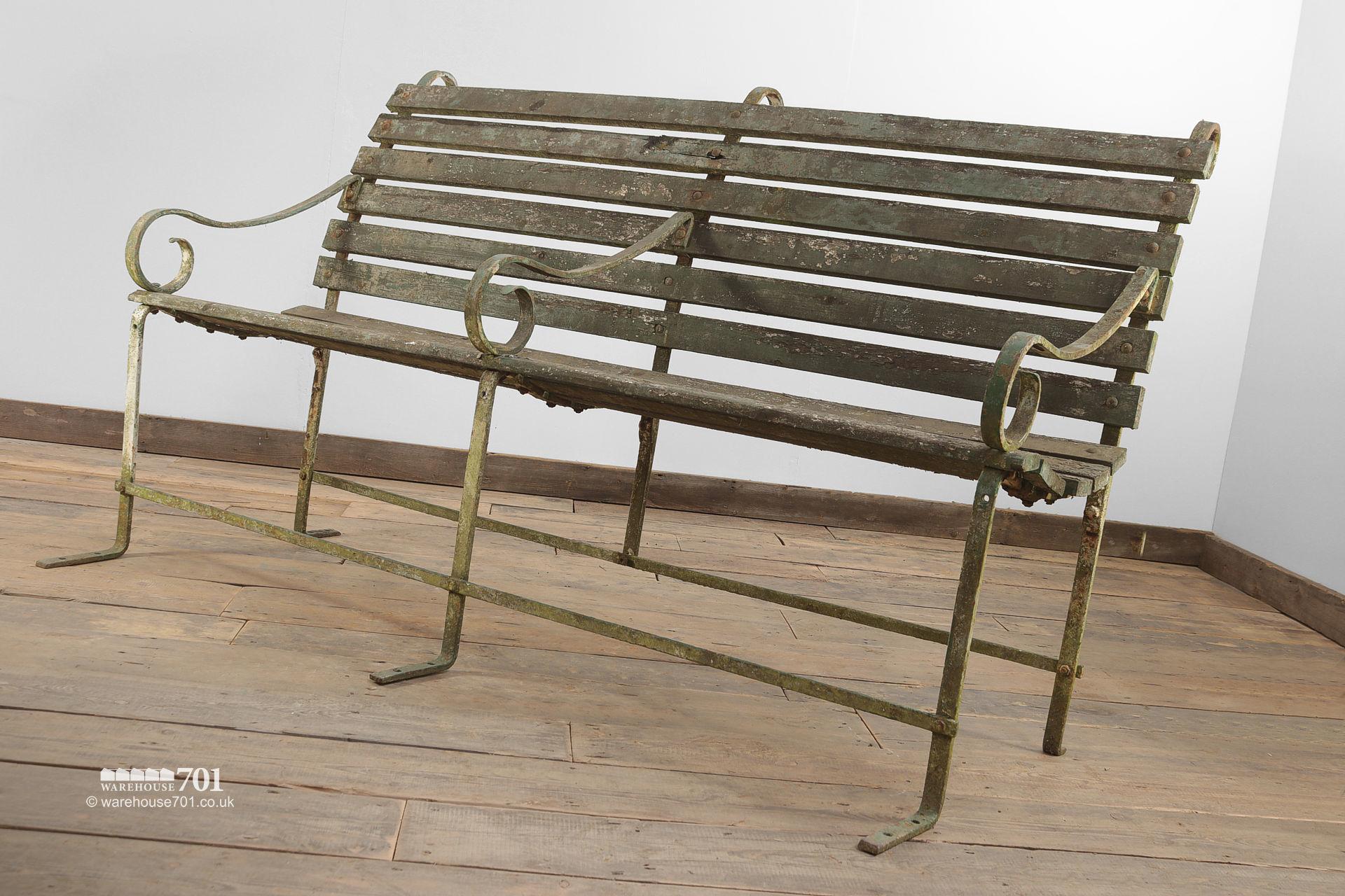 Vintage Bus or Tram Station Wrought Iron Bench #4