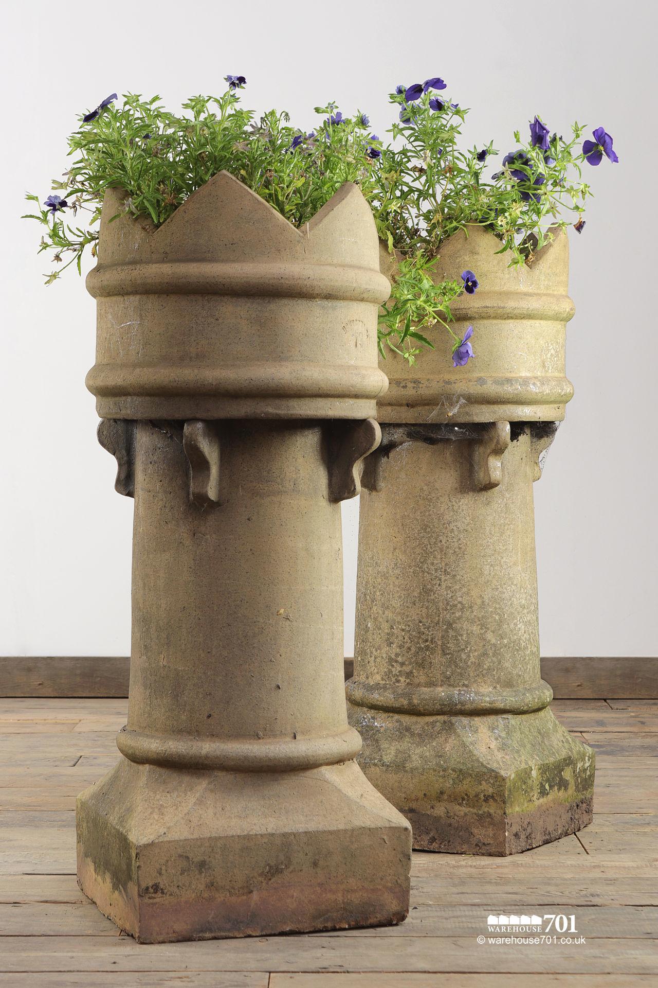 Pair of Large Old Vented Crown Doulton Chimney Pots #1
