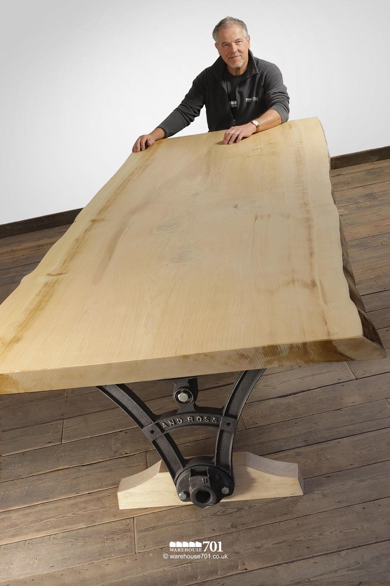 Impressive and Unique Large Cast Iron and Cedar Table #2