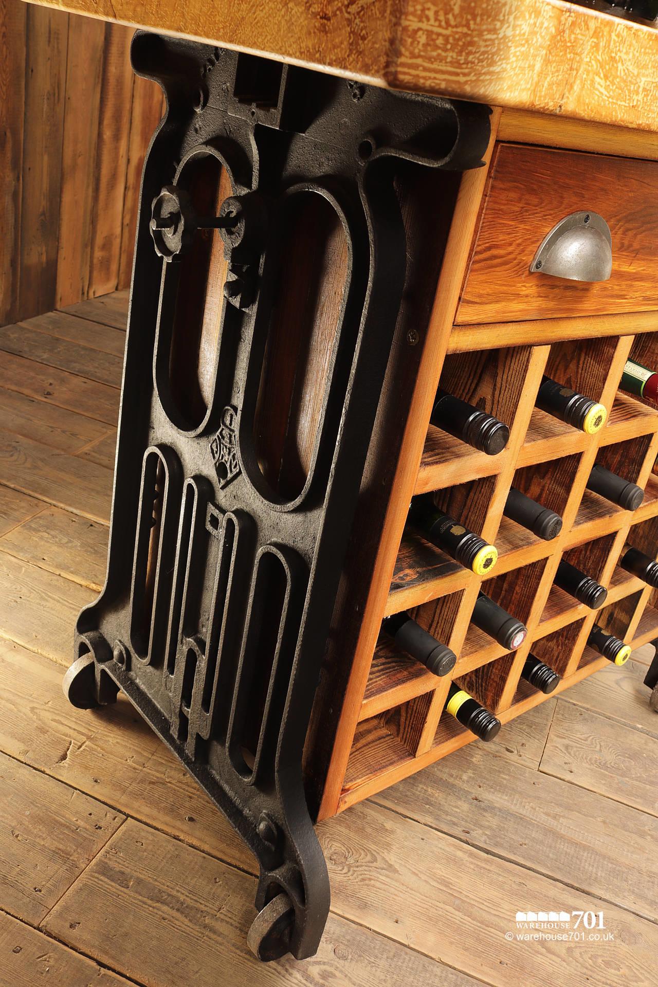 Reclaimed Cast Iron and Beech 'Bacchus' Wine Station #7