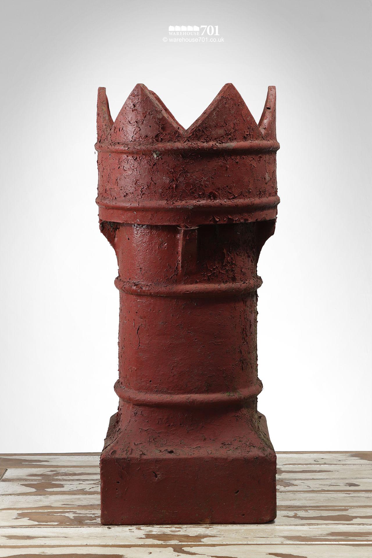 Red Painted Bishop Style Clay Chimney Pot #2