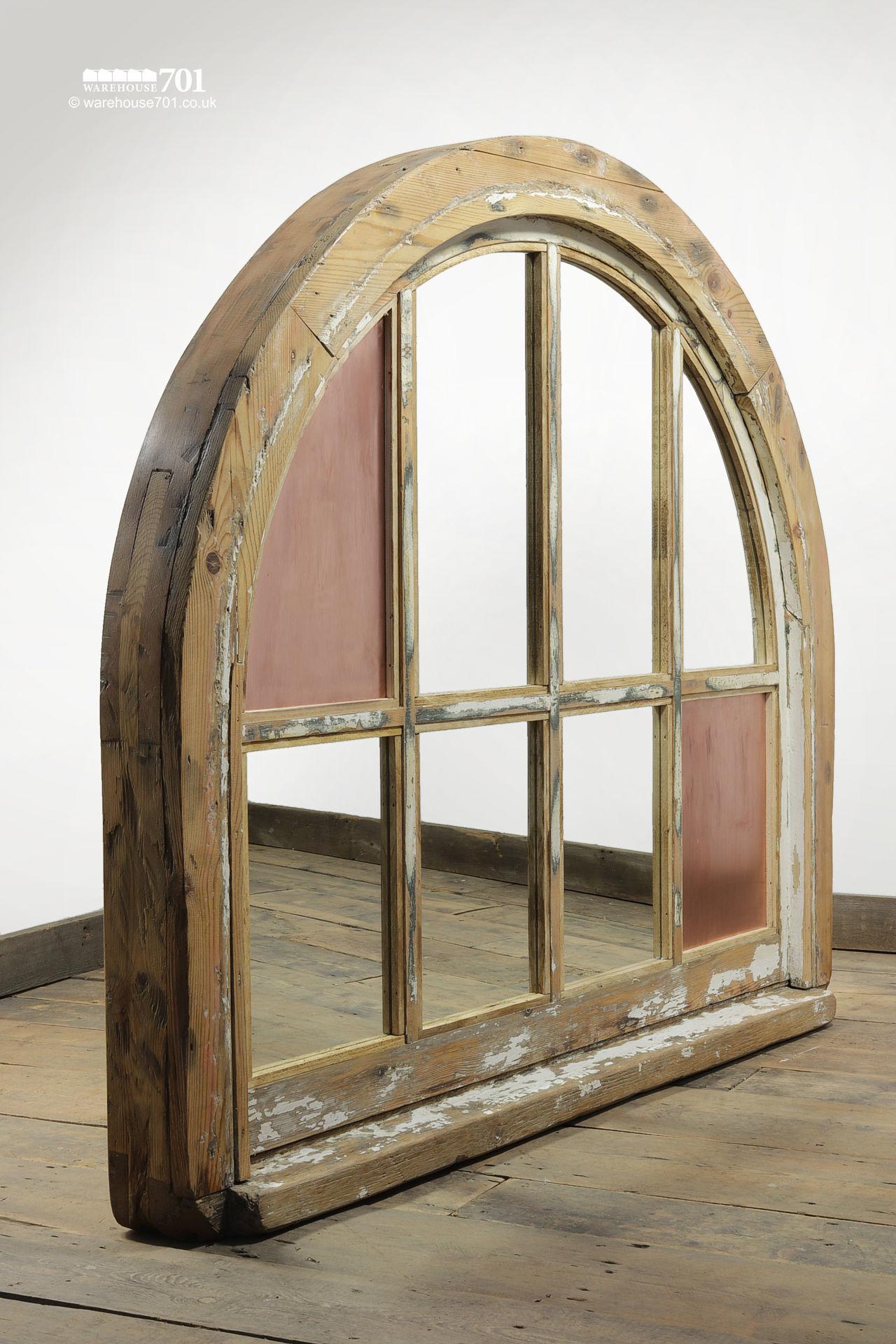 Impressive Architectural Copper and Wood Window Mirror #1