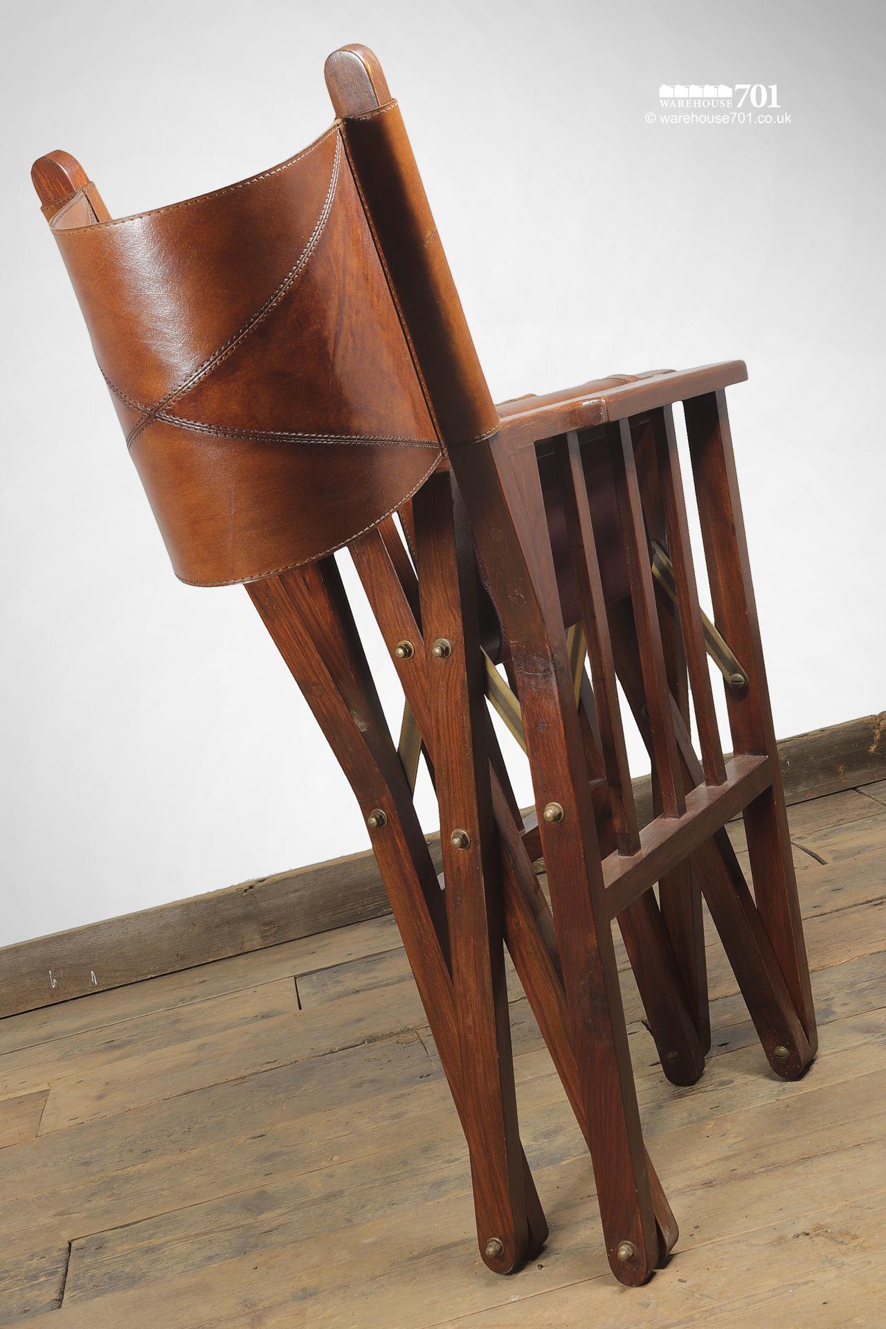 NEW Wood and Stitched Leather Campaign or Directors Chair #7