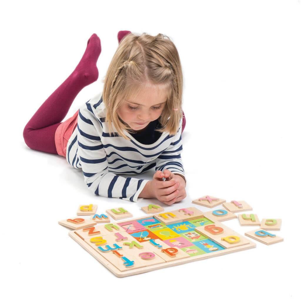 New Wood Alphabet Learning Puzzle with 26 Letters and Images #2