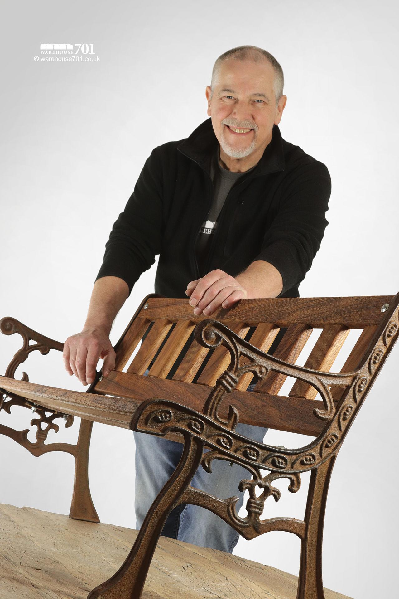 Small cast shop iron garden bench
