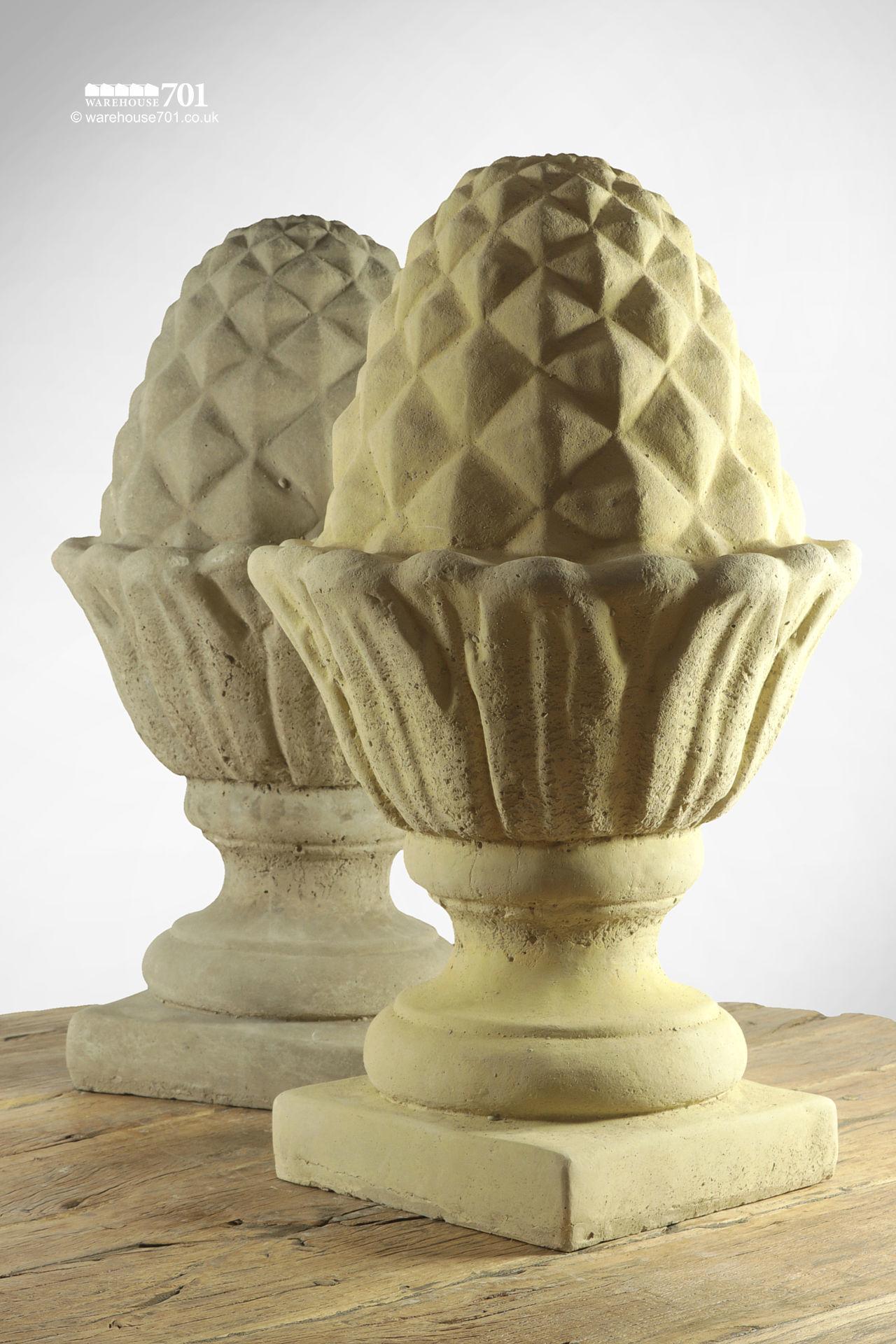 NEW Pair of Composite Stone Pineapple Finials or Garden Ornaments