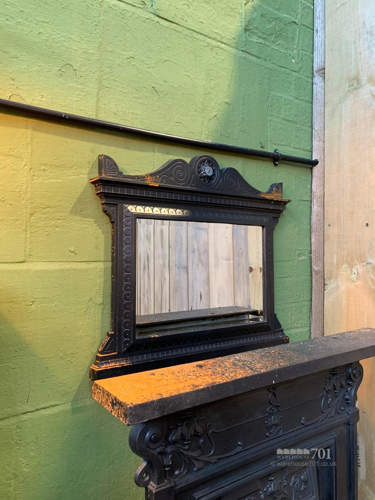 Art nouveau fireplace, Fender and mirror