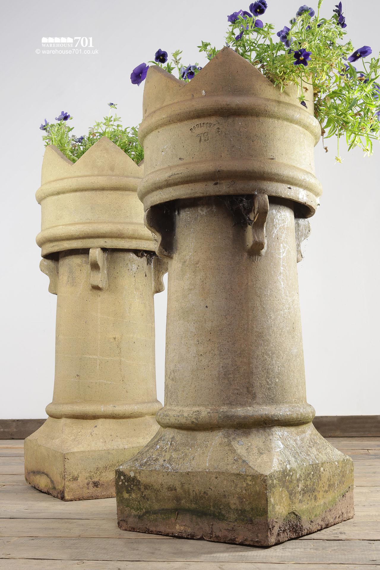 Pair of Large Old Vented Crown Doulton Chimney Pots #2