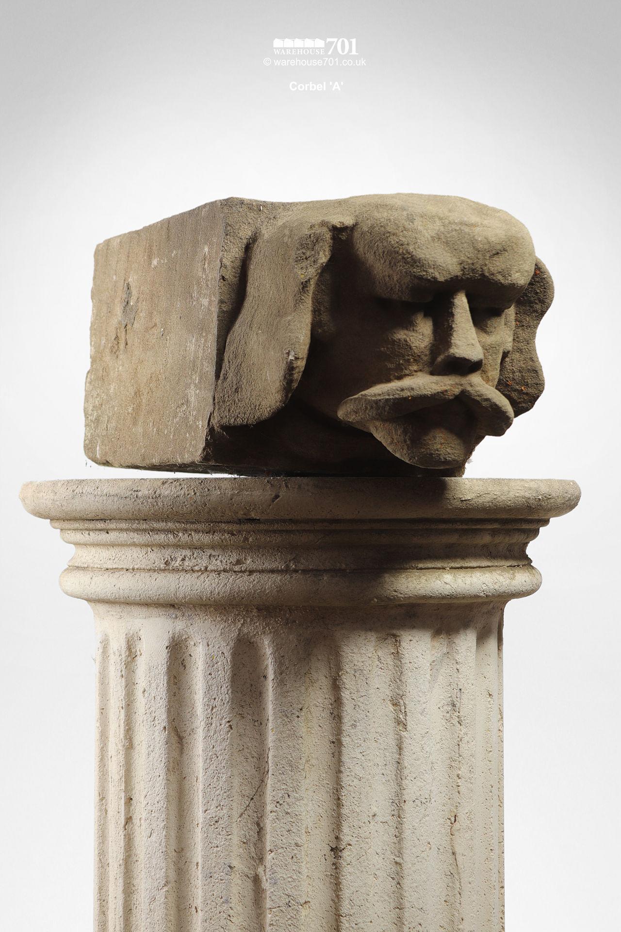 Assorted Salvaged Hand-Carved Stone Corbel Faces #11