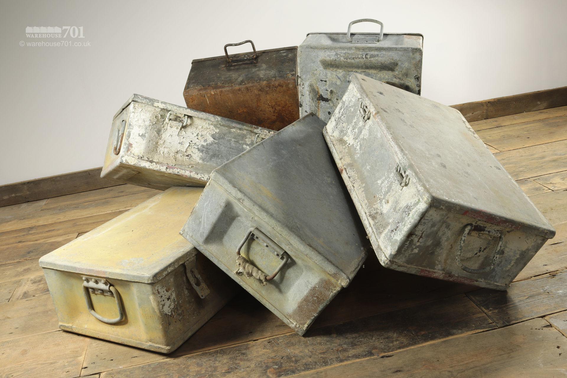Salvaged 1940s Industrial Metal Storage Boxes #5