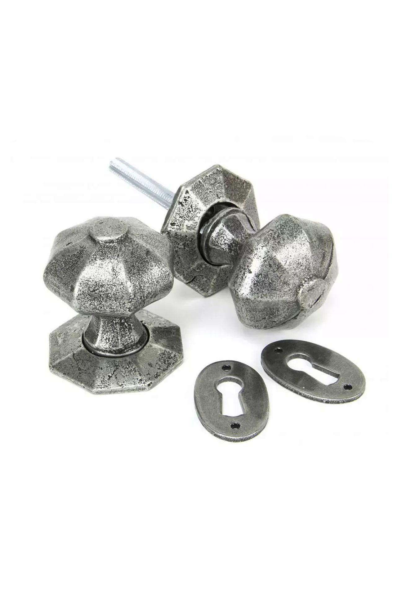 NEW From The Anvil Pewter Octagonal Mortice/Rim Knob Set #1