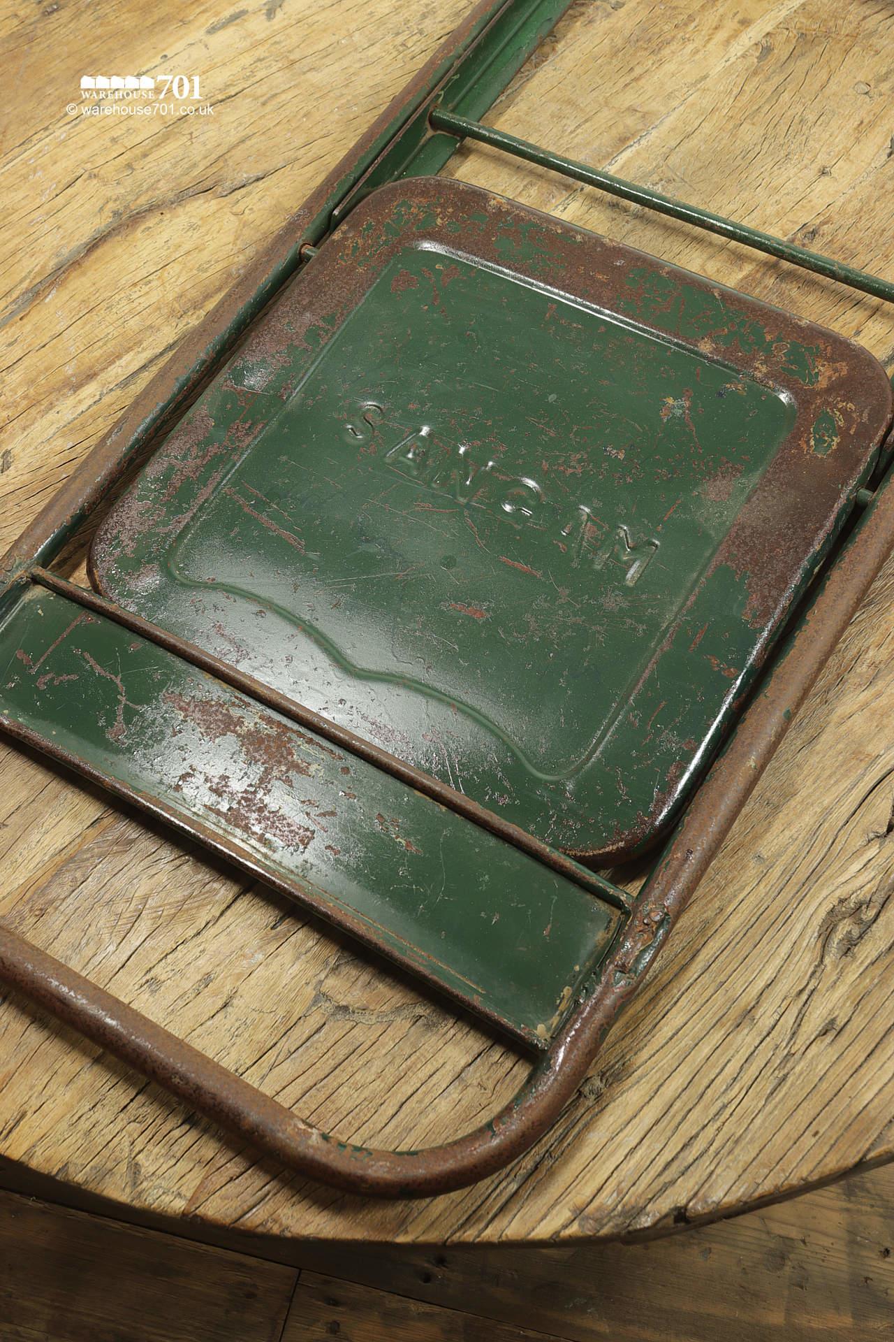 Authentic Vintage Green Painted Metal Folding Chairs