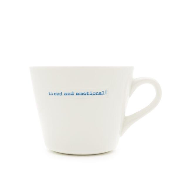 Keith Brymer Jones Word Range - Tazza con secchio grande, 500 ml, in porcellana, bianco, 14,5 x 11 x 10,5 cm