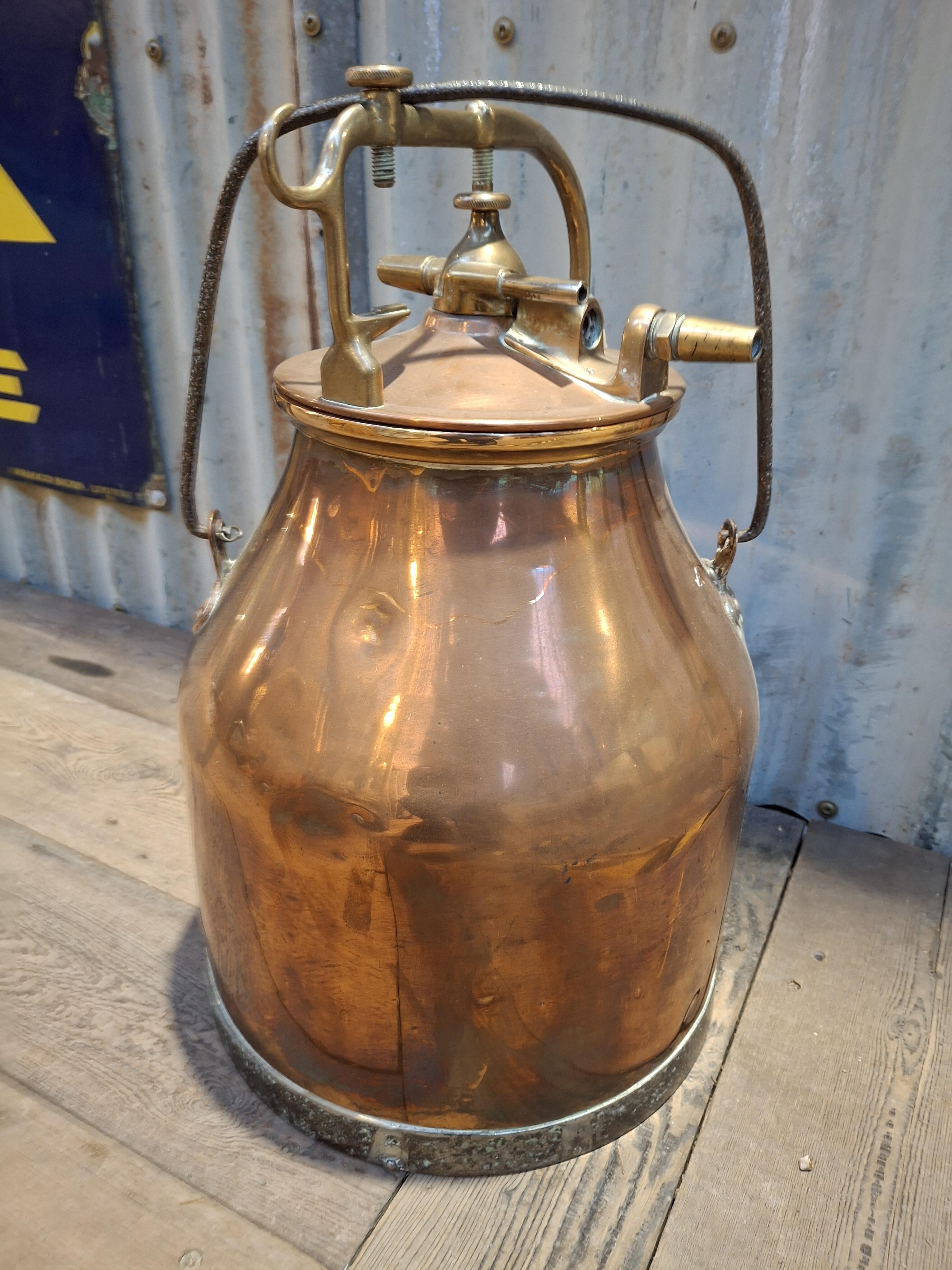Vintage Copper & Brass Milking Churn