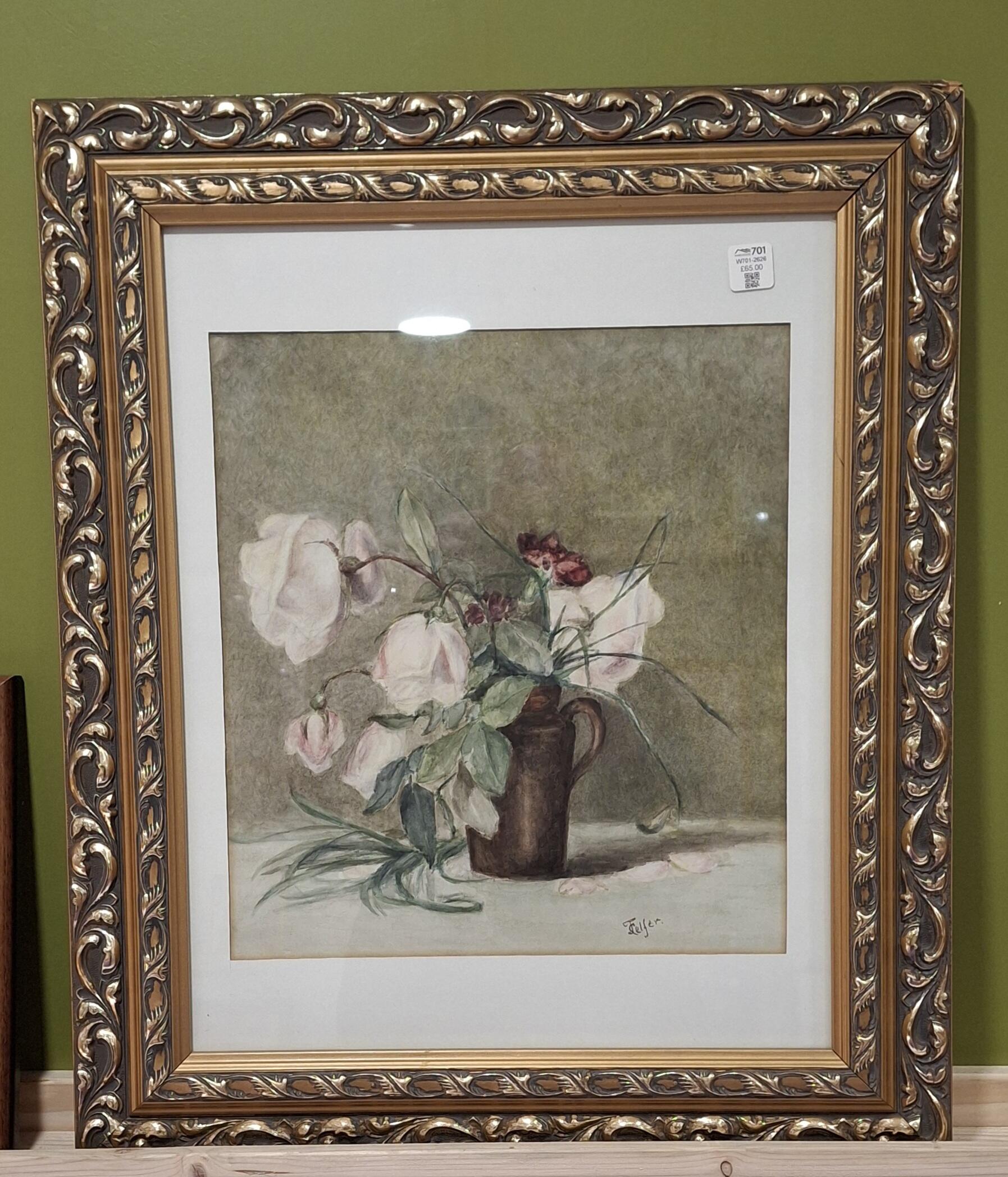 Elegant Watercolour Still Life of Flowers (AJ414)
