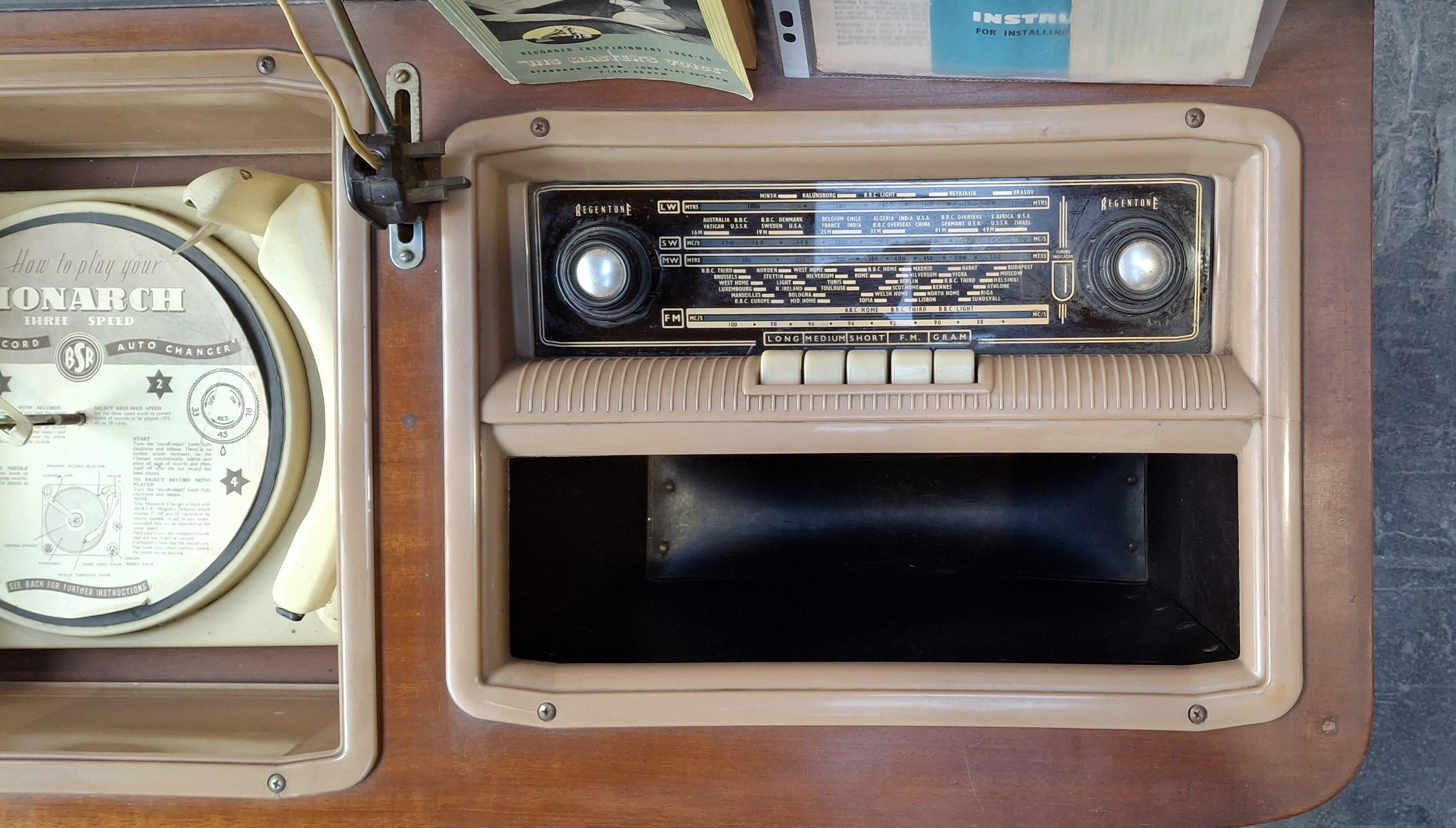 Rema Radiogram Vintage 1950s Radiogram in Wood Cabinet