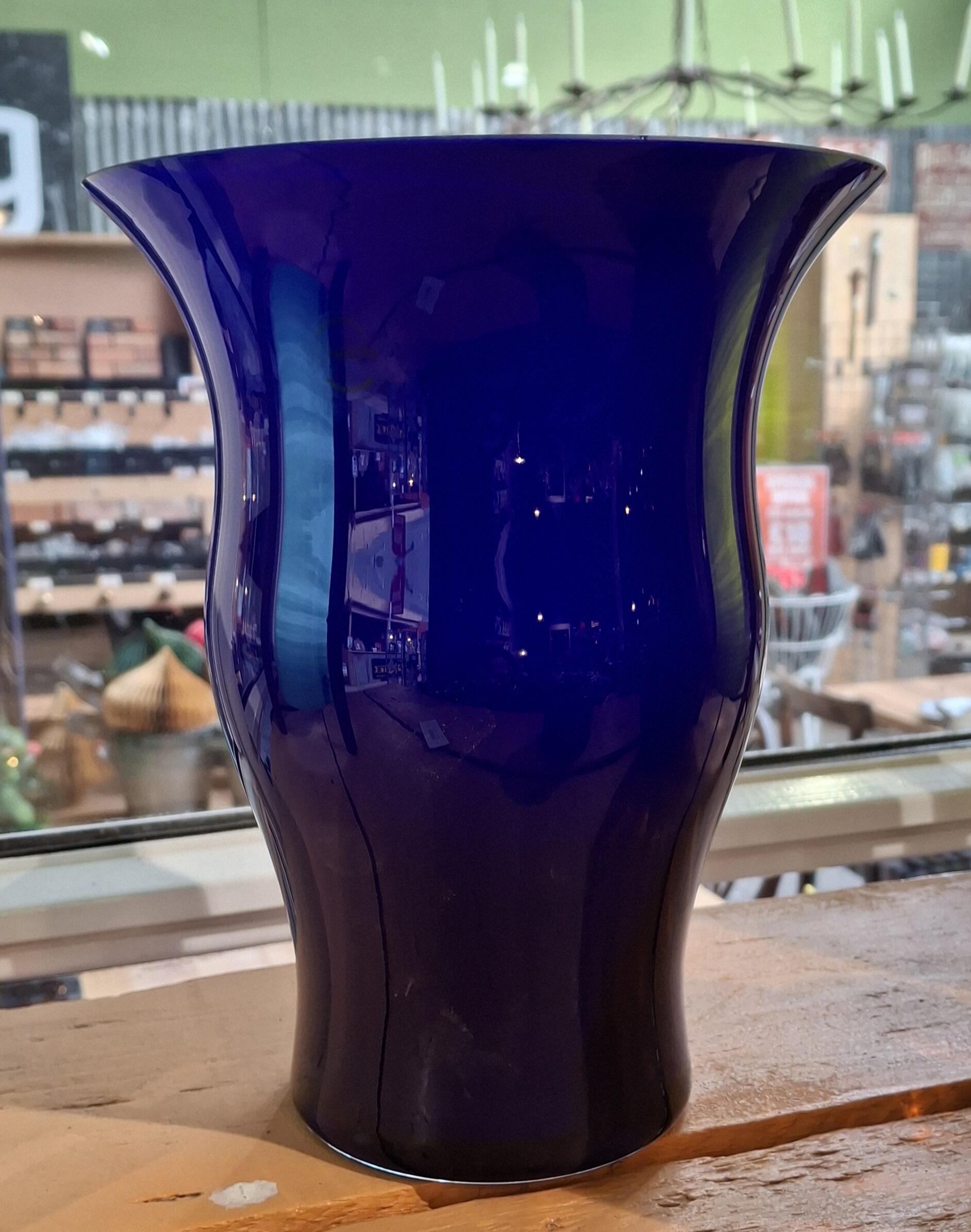 Murano Vase Dark Blue with Light Blue Interior