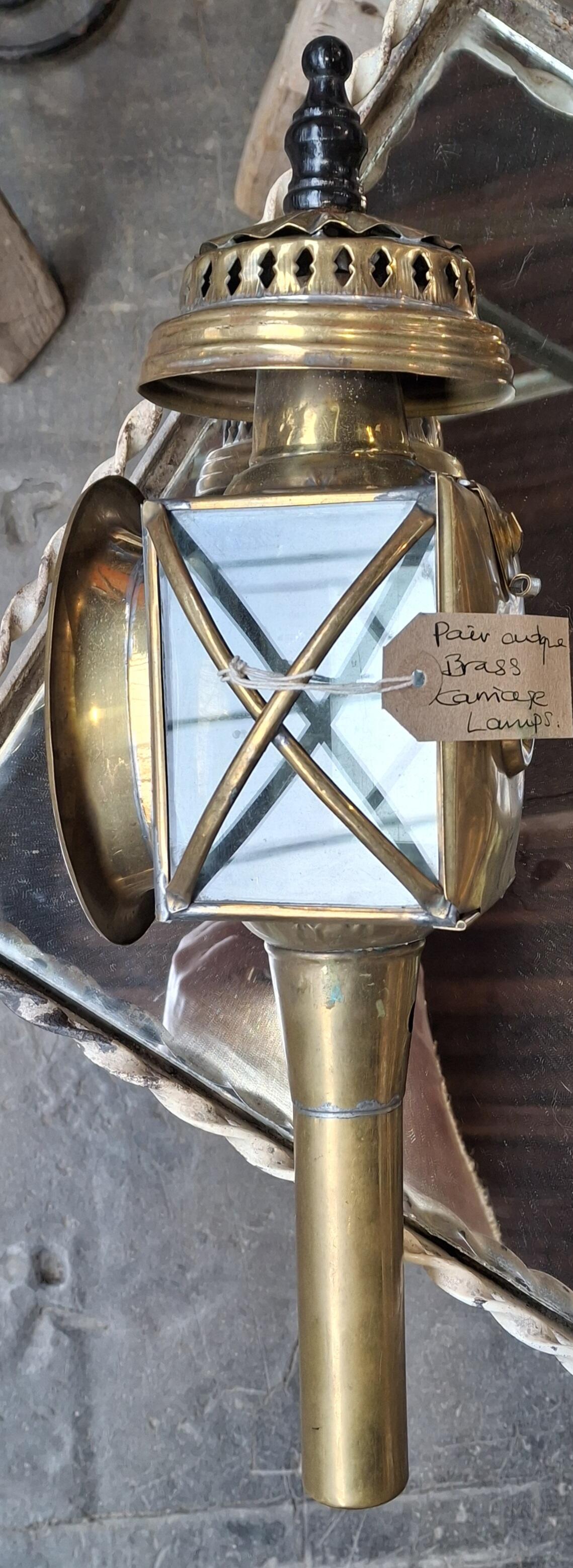 Pair of Antique Brass Carriage Lamps