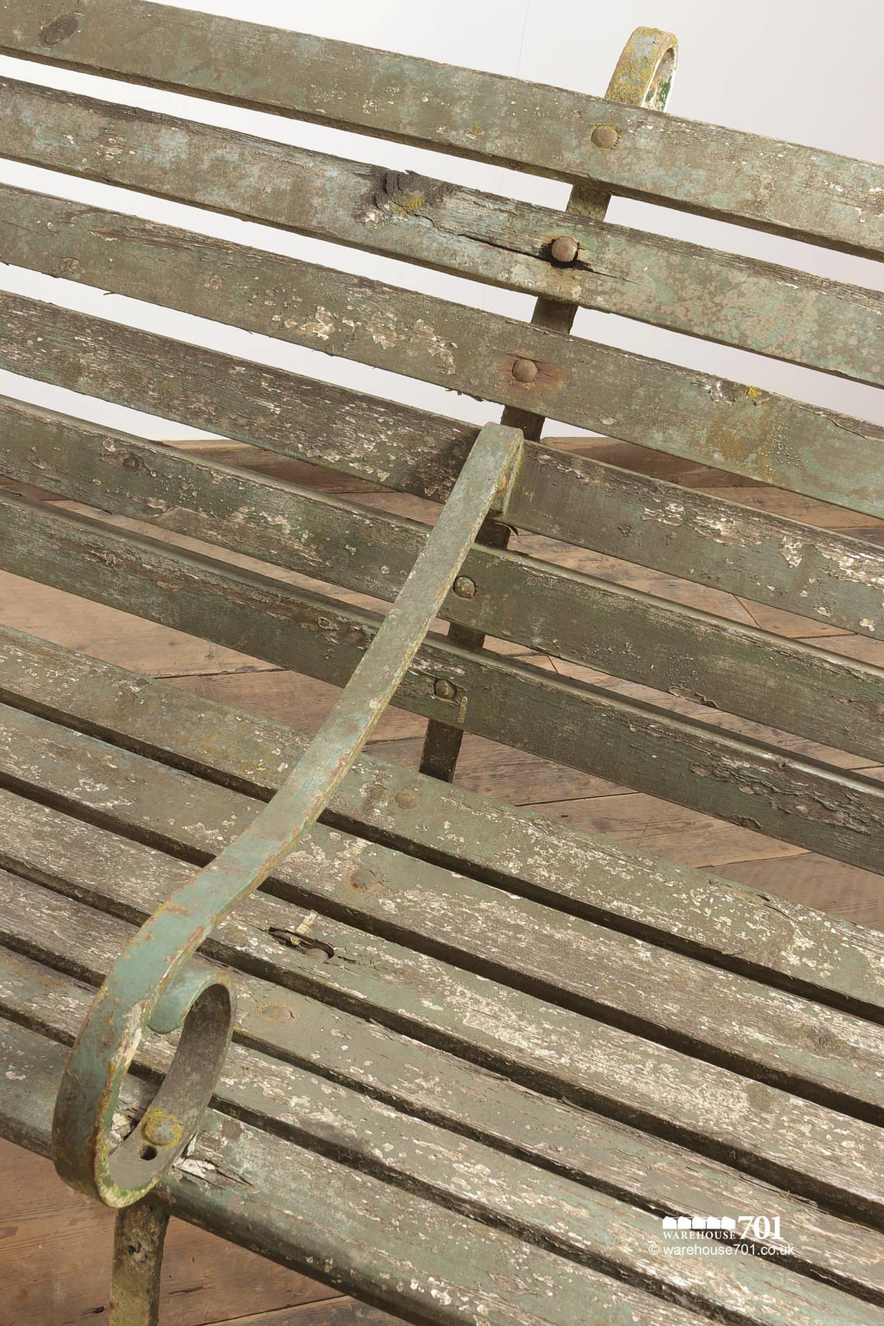 Vintage Bus or Tram Station Wrought Iron Bench #6