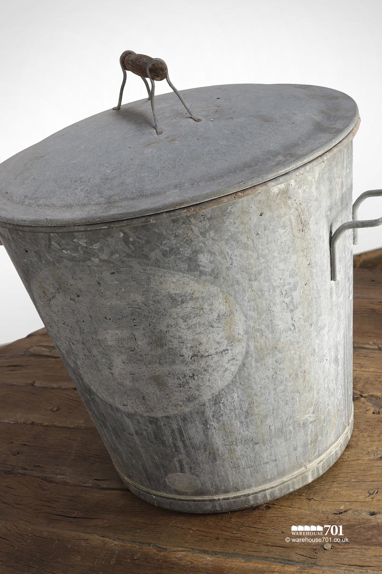 Handsome Vintage Galvanised Bucket with Lid