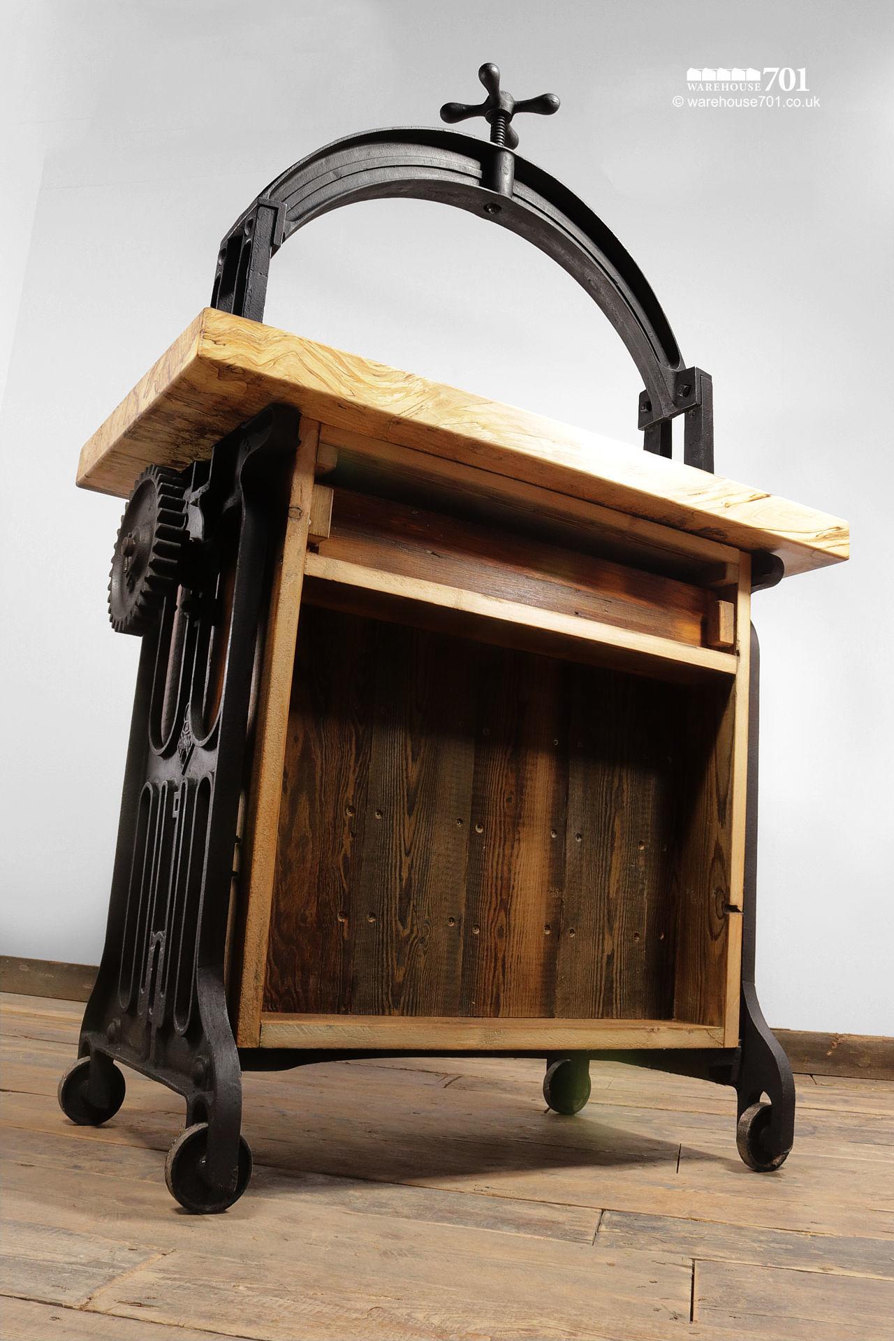 Reclaimed Cast Iron and Beech 'Bacchus' Wine Station #9