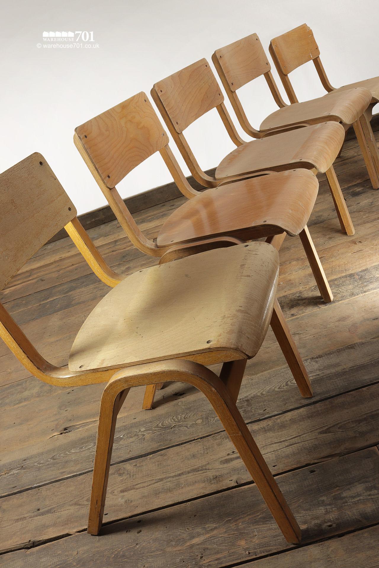 Used Vintage Shaped Wood and Ply Stacking Chairs