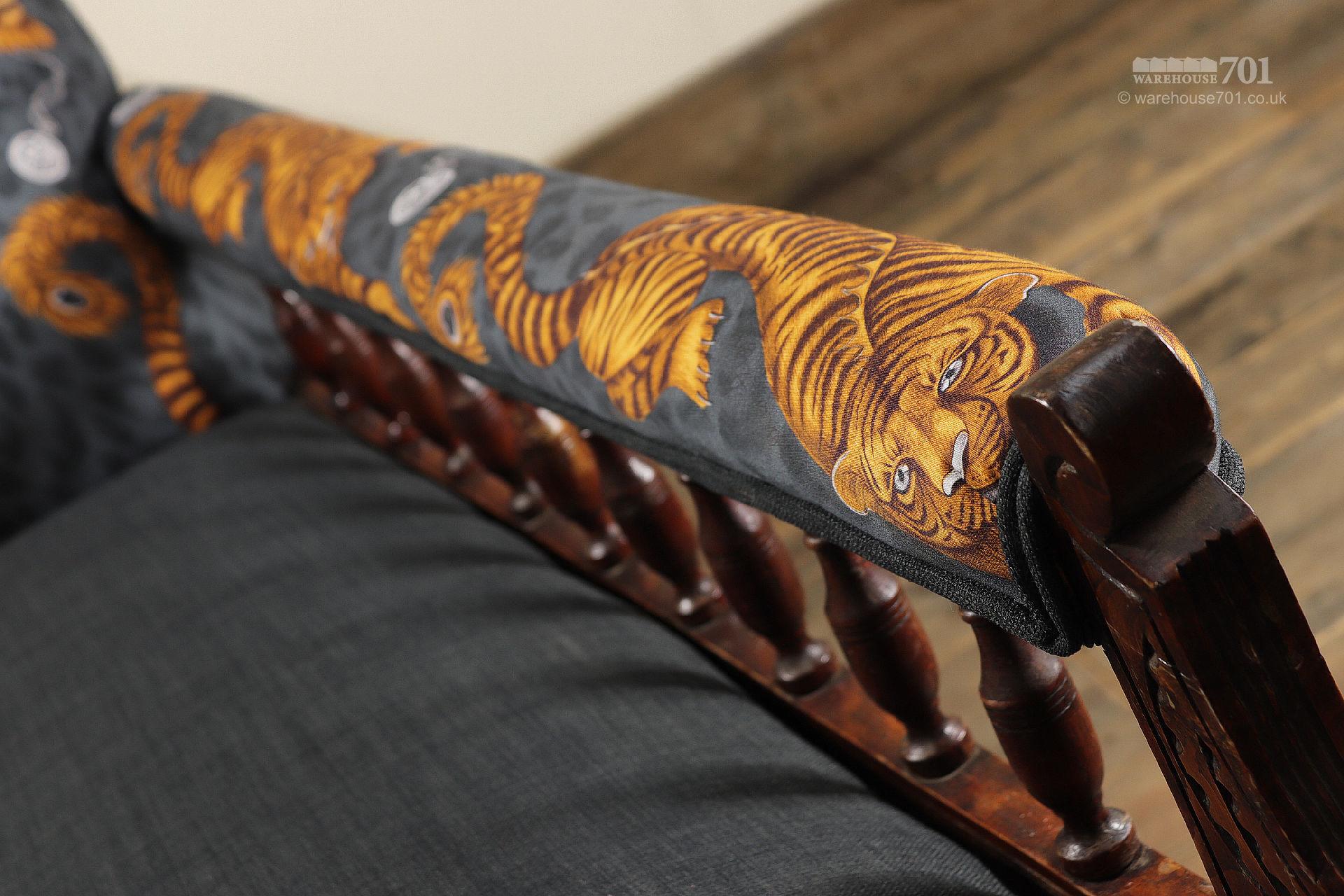 Reclaimed Reupholstered Tiger Print Chaise Longue #4