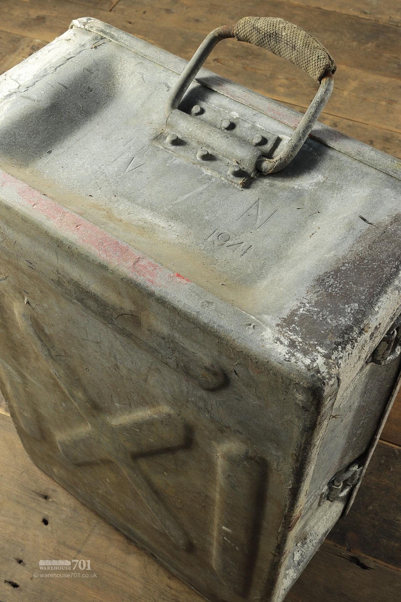 Salvaged 1940s Industrial Metal Storage Boxes #6