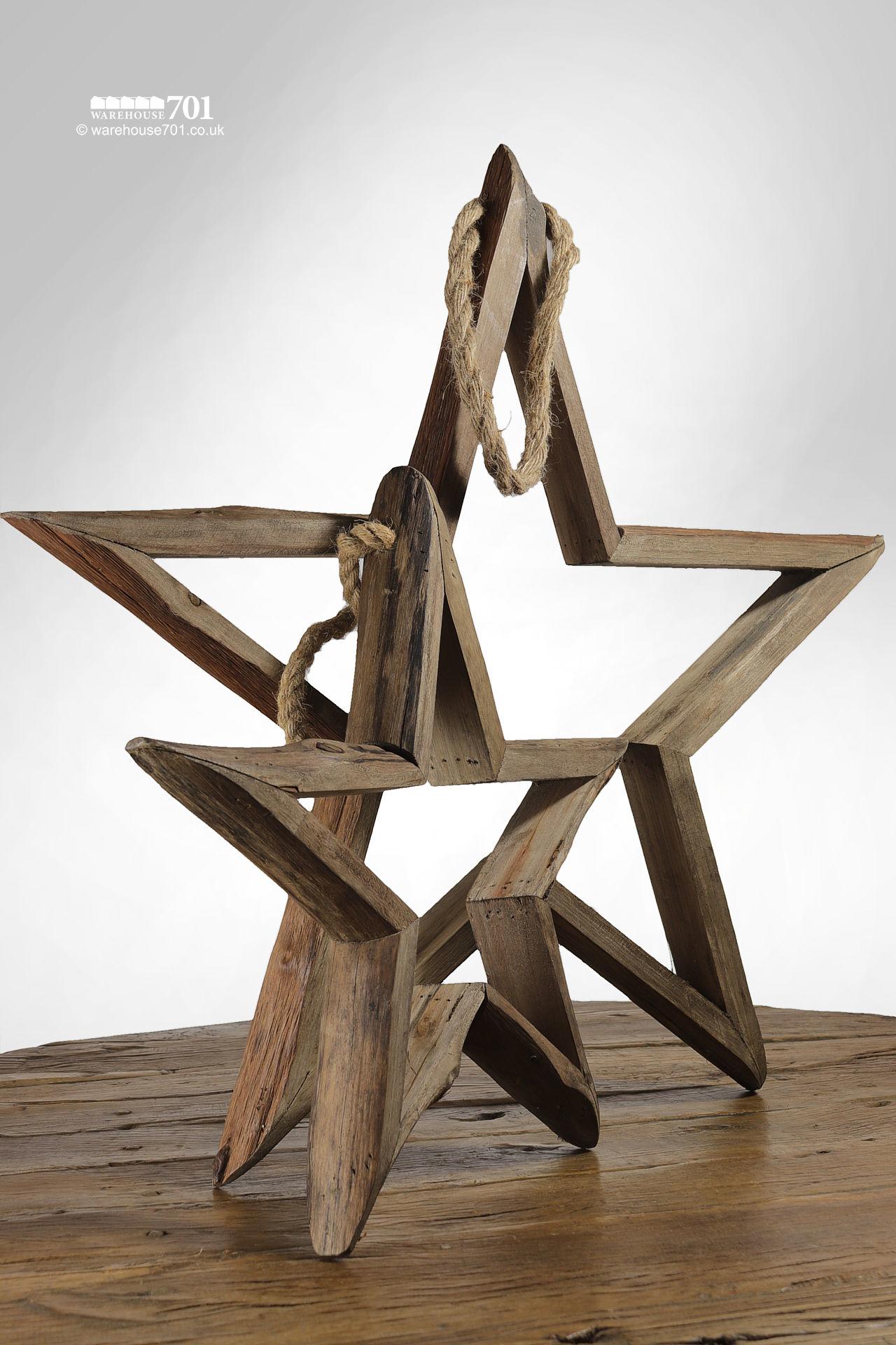 A Pair of NEW Rustic Five Point Stars with Rope Hangers #1