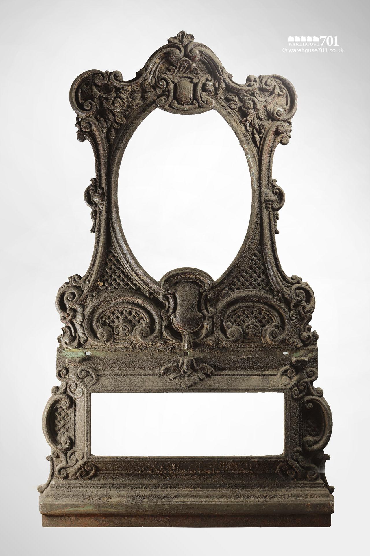Wonderfully Ornate Reclaimed Oval Cartouche Cast Iron Surround #1