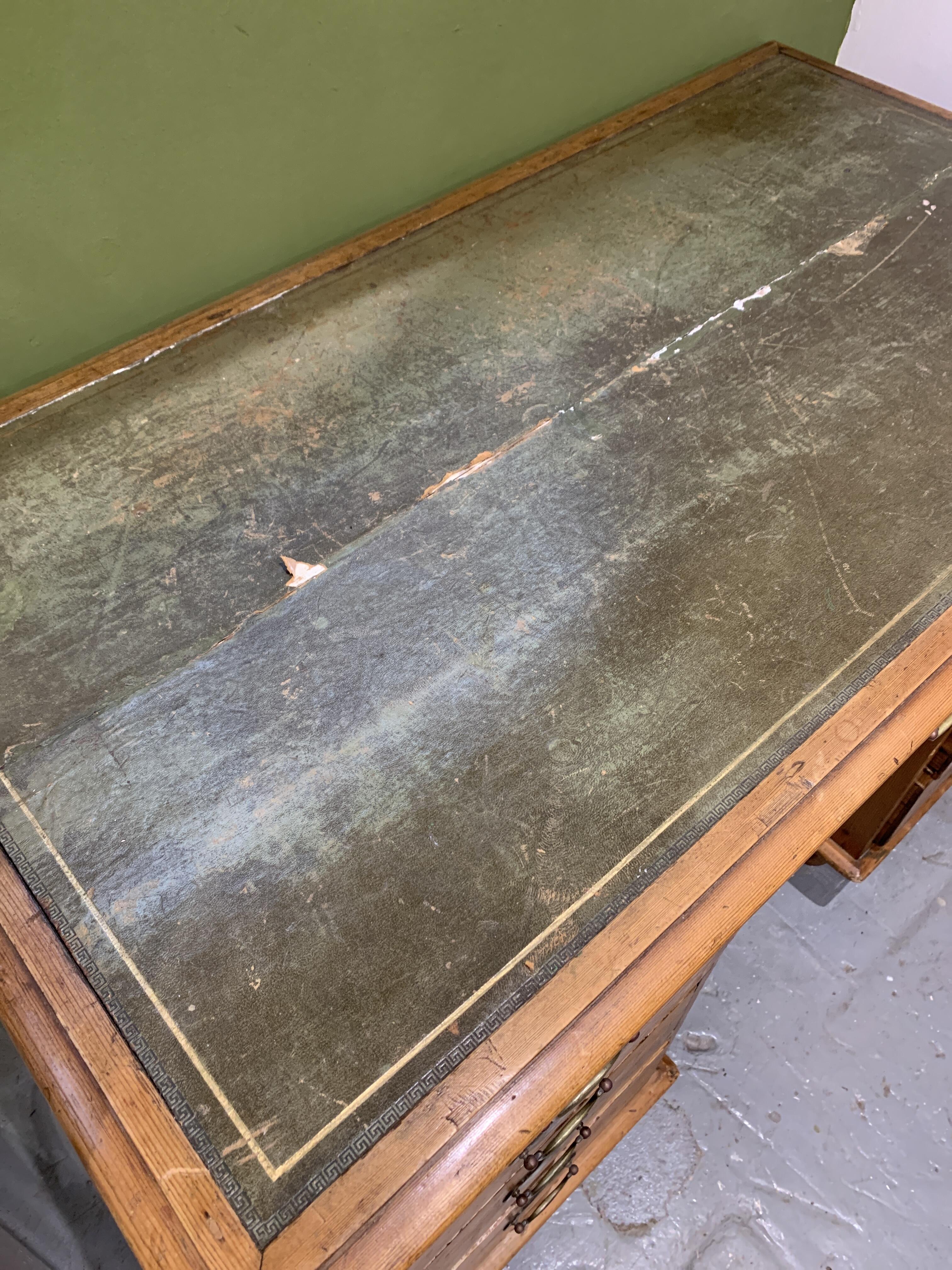 19c Pine Kneehole Desk with Character