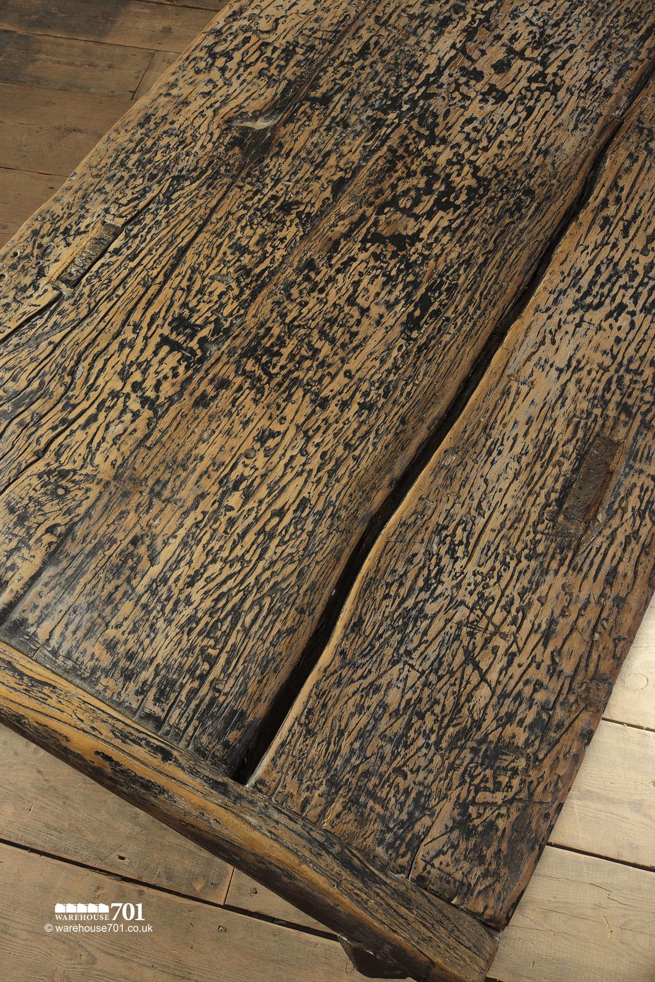 Impressive Reclaimed Elm Dark Wood Console Table #2