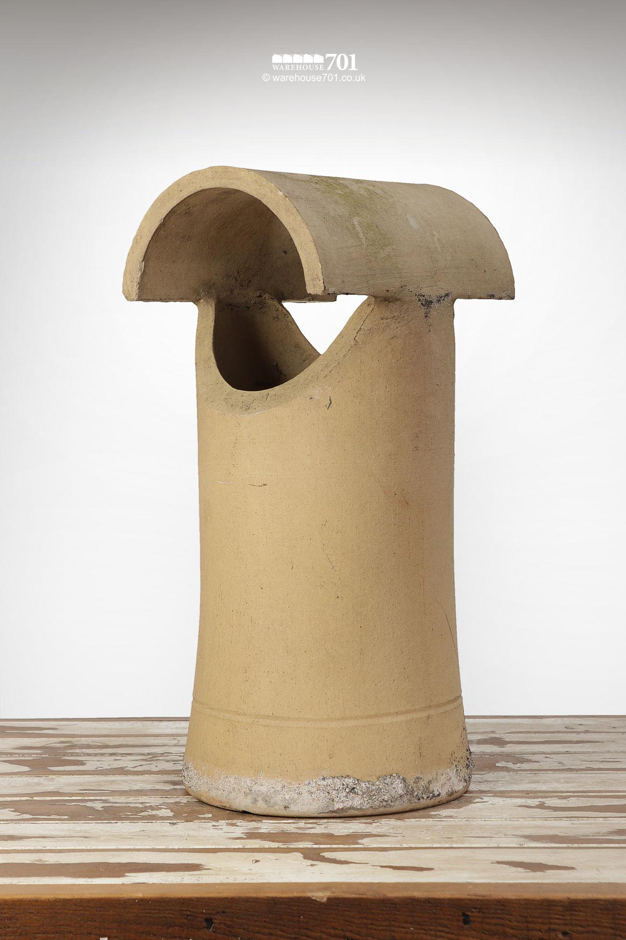 Used bird-beak with cowl buff clay chimney pot #1