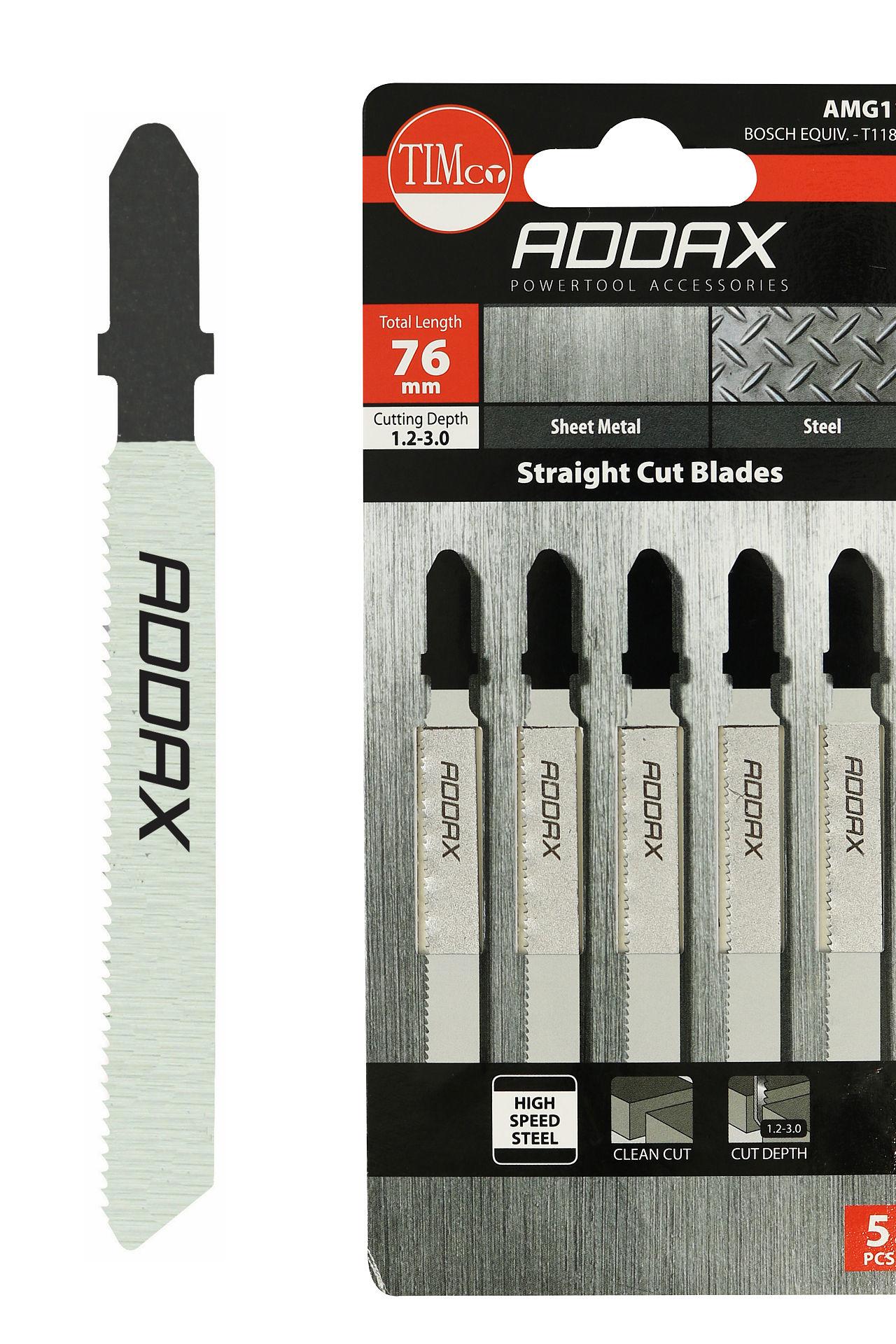 Addax 76mm Jigsaw Blades - Metal Cutting - HSS Blades - 21 Teeth/Inch
