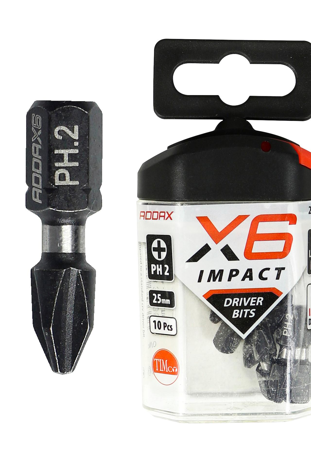 Addax Pack of 10 Impact Phillips Driver Bits