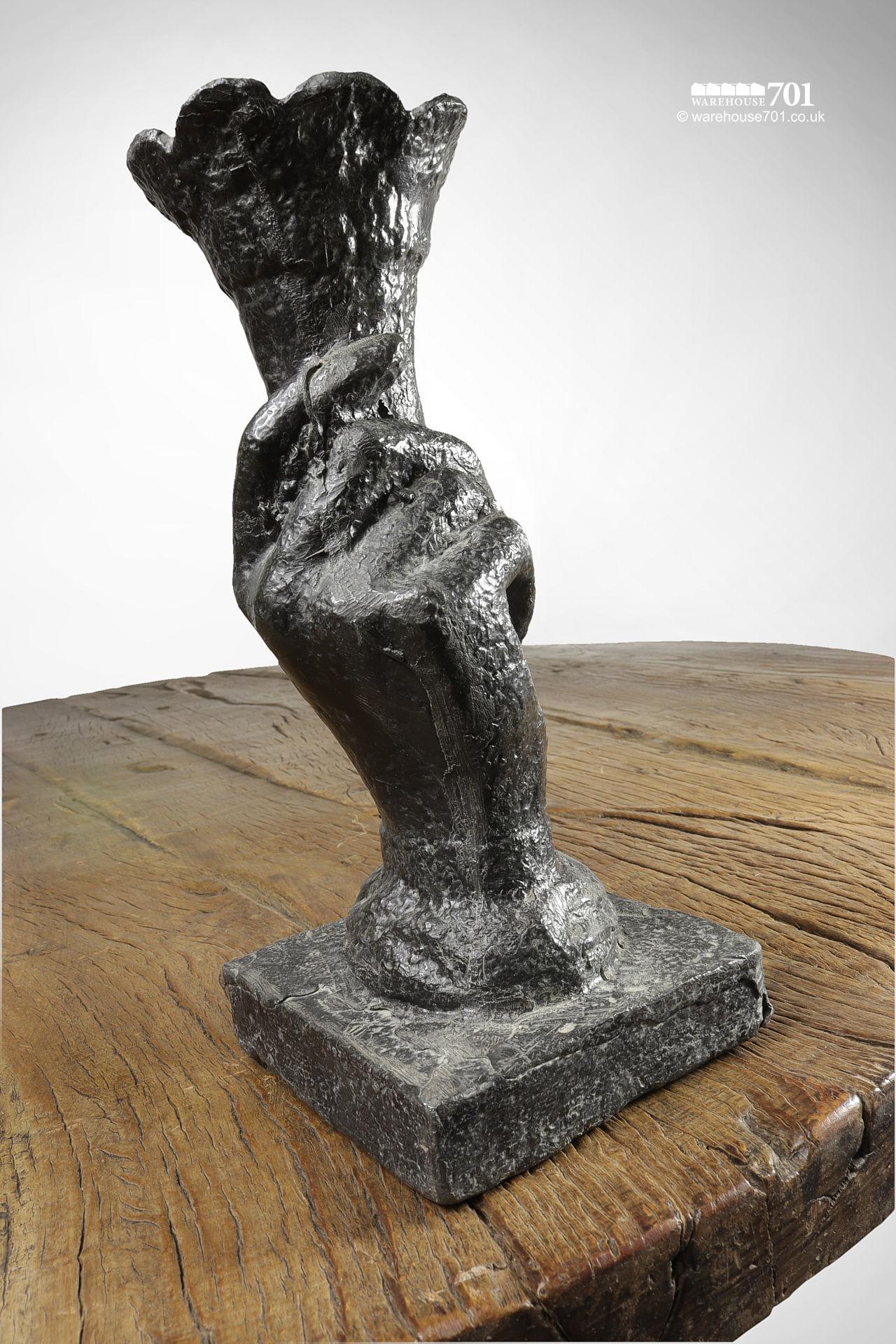 Sculpted Black Lead Hand Vase #2