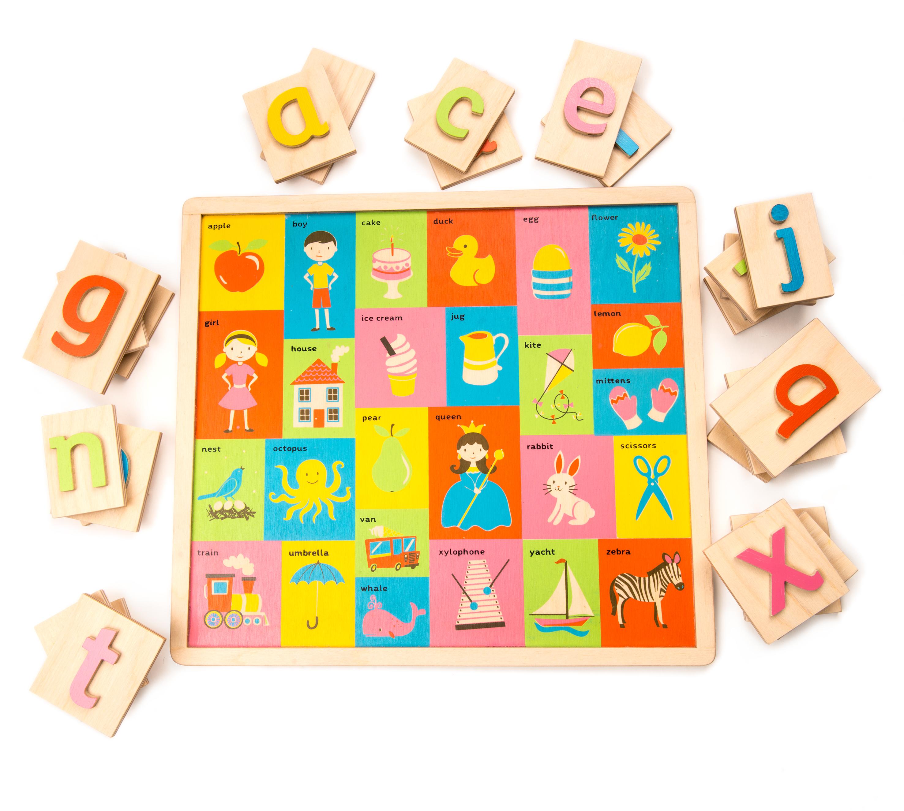 New Wood Alphabet Learning Puzzle with 26 Letters and Images #3