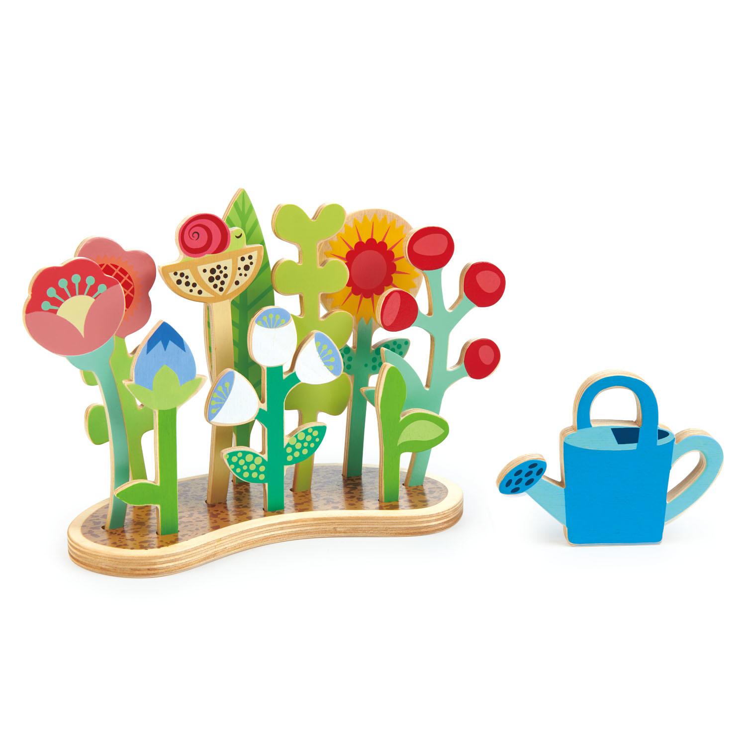 New Wooden Toy Flower Bed with Changeable Plants and Watering Can #4